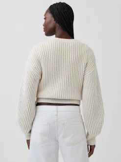 100% Cotton Barrel-Sleeve Crop Sweater