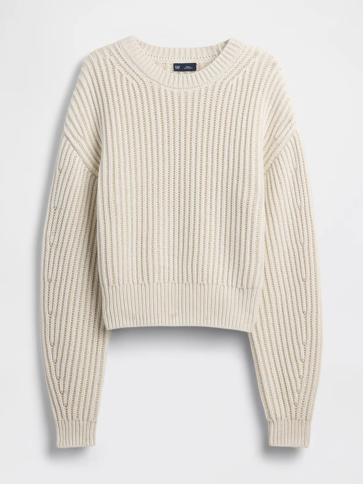 100% Cotton Barrel-Sleeve Crop Sweater