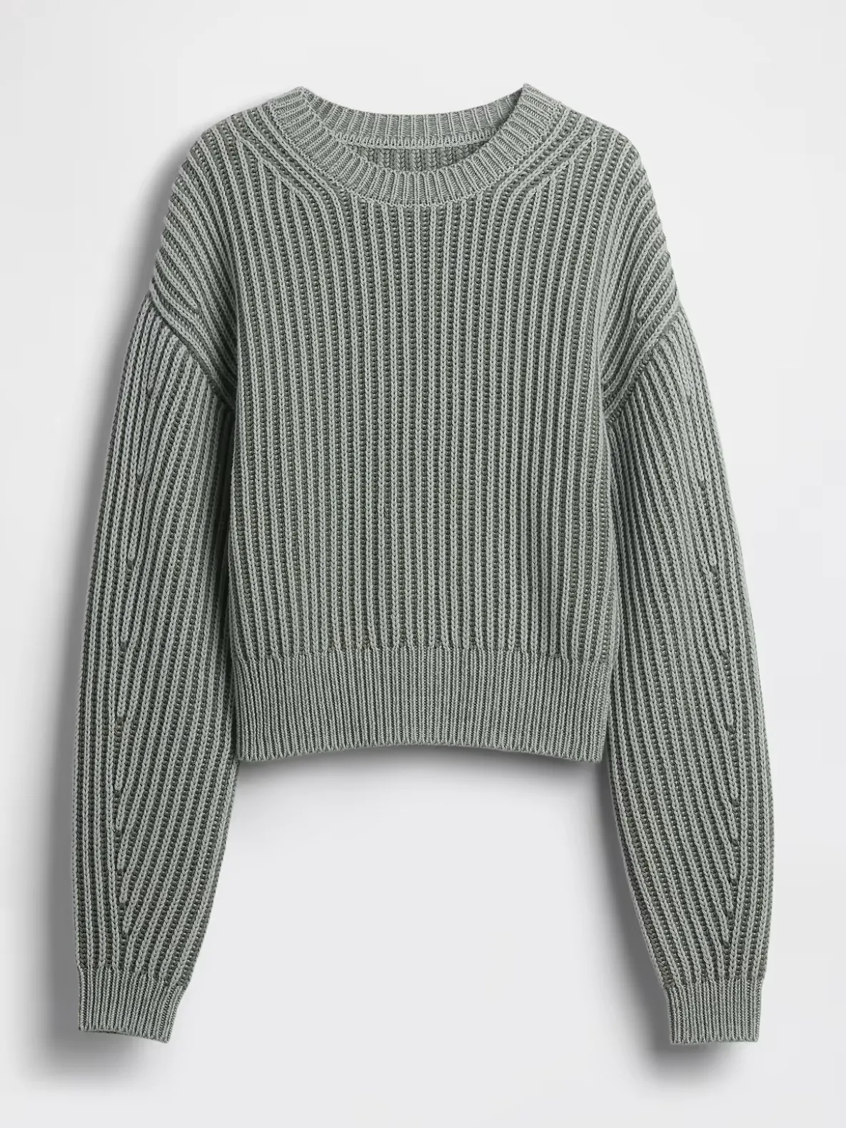 100% Cotton Barrel-Sleeve Crop Sweater
