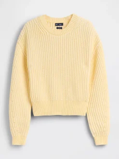 100% Cotton Barrel-Sleeve Crop Sweater