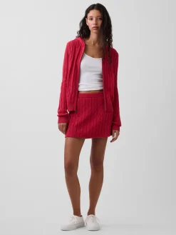 100% Cotton Cable-Knit Mini Skort