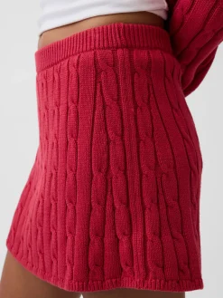 100% Cotton Cable-Knit Mini Skort