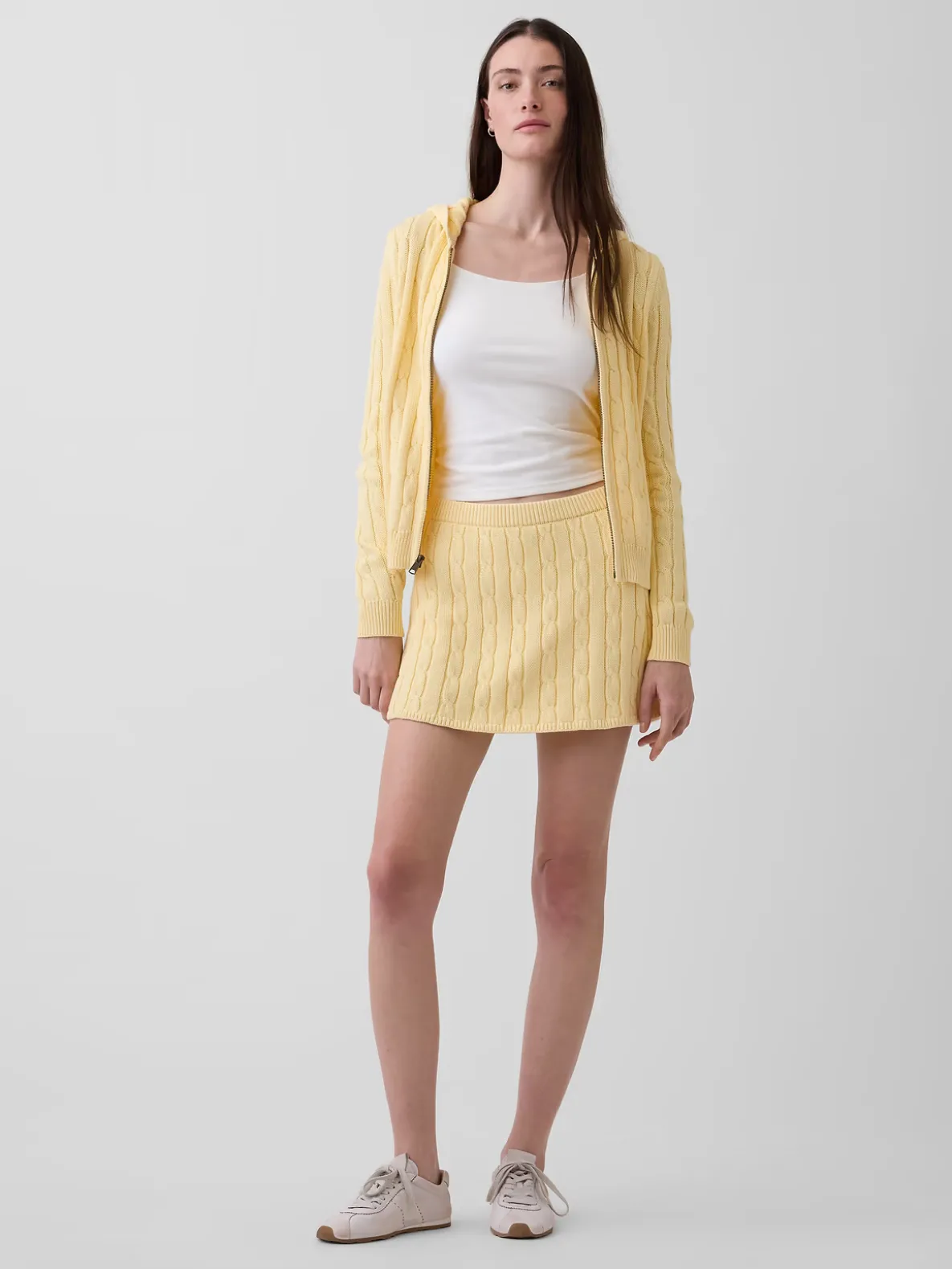 100% Cotton Cable-Knit Mini Skort
