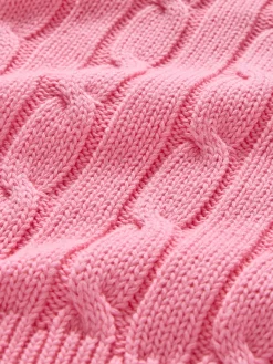 100% Cotton Cable-Knit V-Neck Sweater