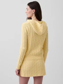 100% Cotton Cable-Knit Zip Cardigan