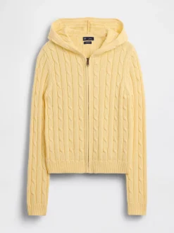 100% Cotton Cable-Knit Zip Cardigan