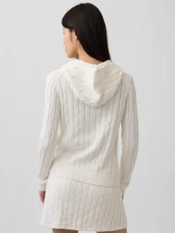 100% Cotton Cable-Knit Zip Cardigan