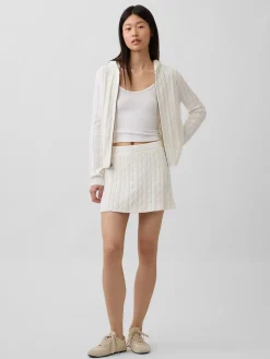 100% Cotton Cable-Knit Zip Cardigan