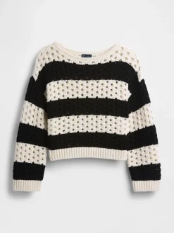 100% Cotton Crochet Boatneck Sweater