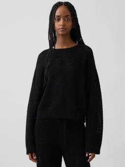 100% Cotton Crochet Relaxed Sweater