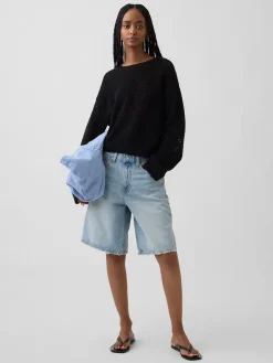 100% Cotton Crochet Relaxed Sweater
