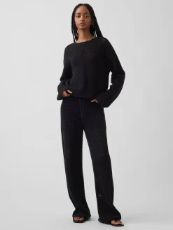 100% Cotton Crochet Relaxed Sweater
