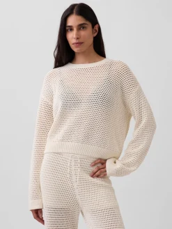 100% Cotton Crochet Relaxed Sweater