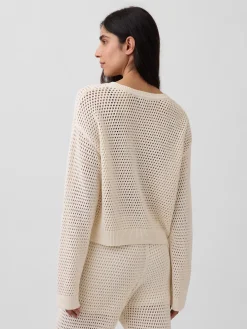 100% Cotton Crochet Relaxed Sweater