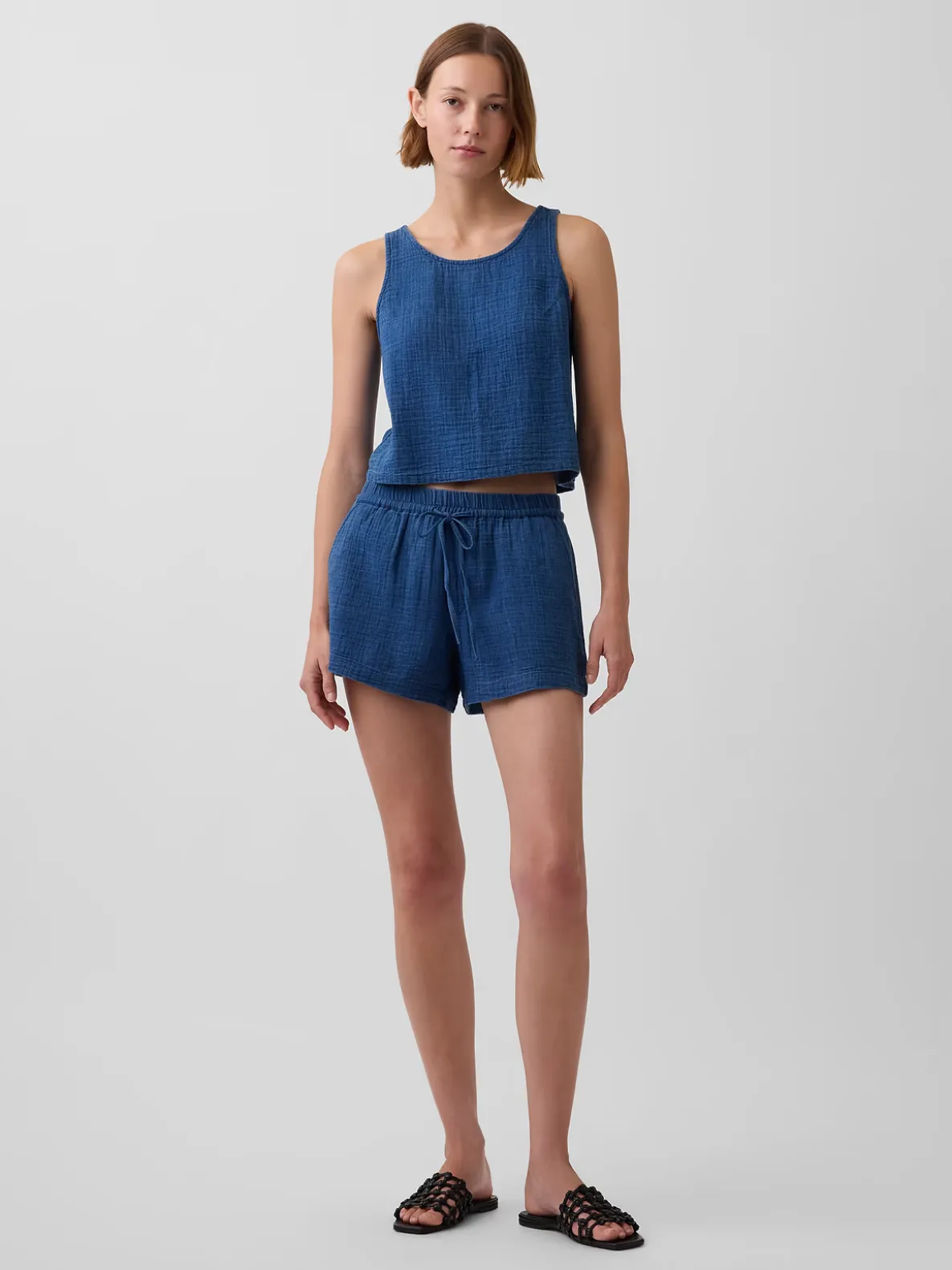 4" Cotton Gauze Denim Easy Shorts