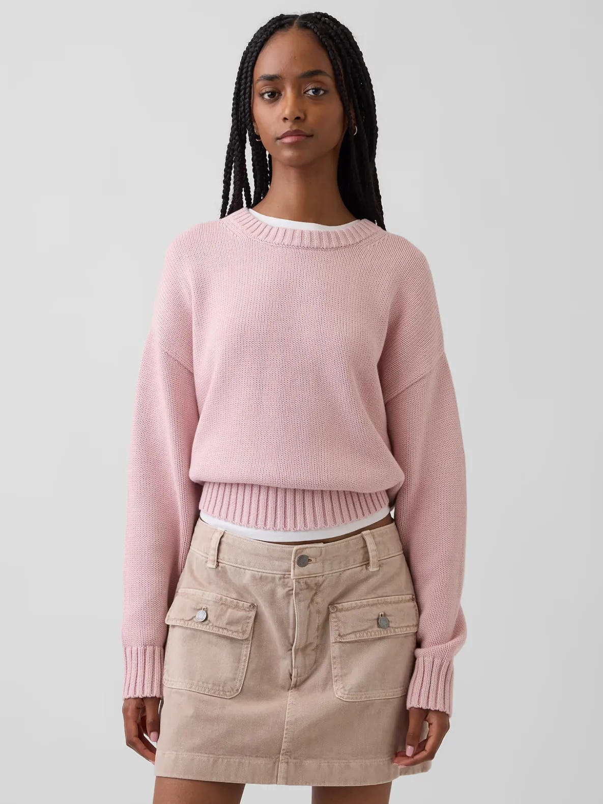 100% Cotton Oversized Crop Sweater
