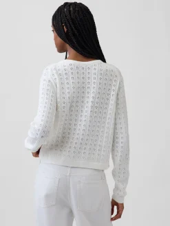 100% Cotton Pointelle Crop Cardigan