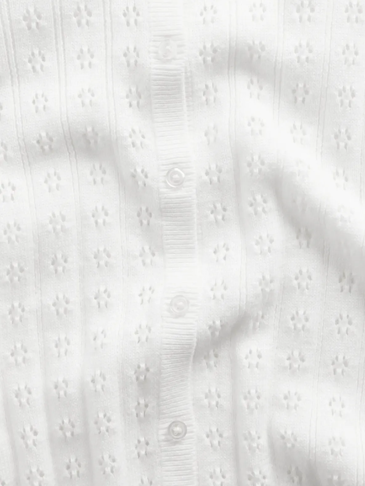 100% Cotton Pointelle Crop Cardigan