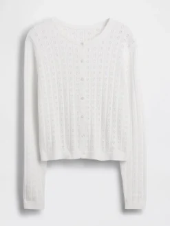 100% Cotton Pointelle Crop Cardigan