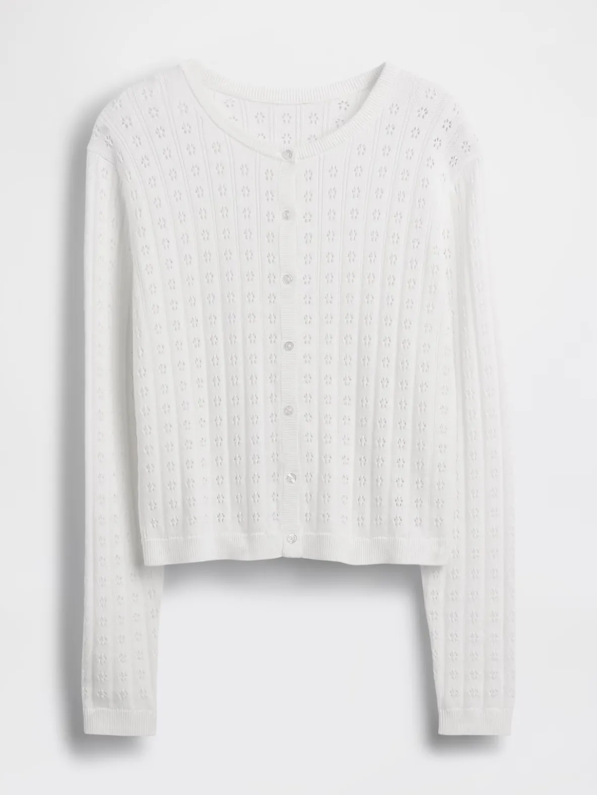 100% Cotton Pointelle Crop Cardigan