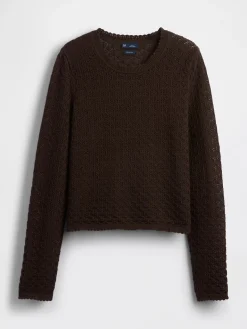 100% Cotton Pointelle Crop Sweater
