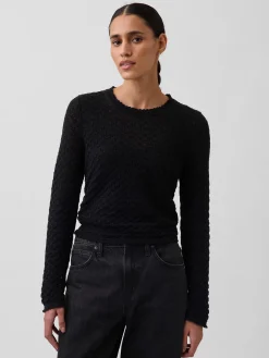 100% Cotton Pointelle Crop Sweater