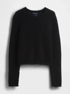 100% Cotton Pointelle Crop Sweater