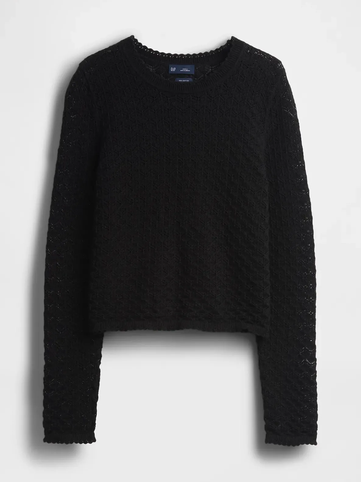 100% Cotton Pointelle Crop Sweater