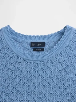 100% Cotton Pointelle Crop Sweater
