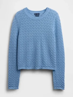100% Cotton Pointelle Crop Sweater