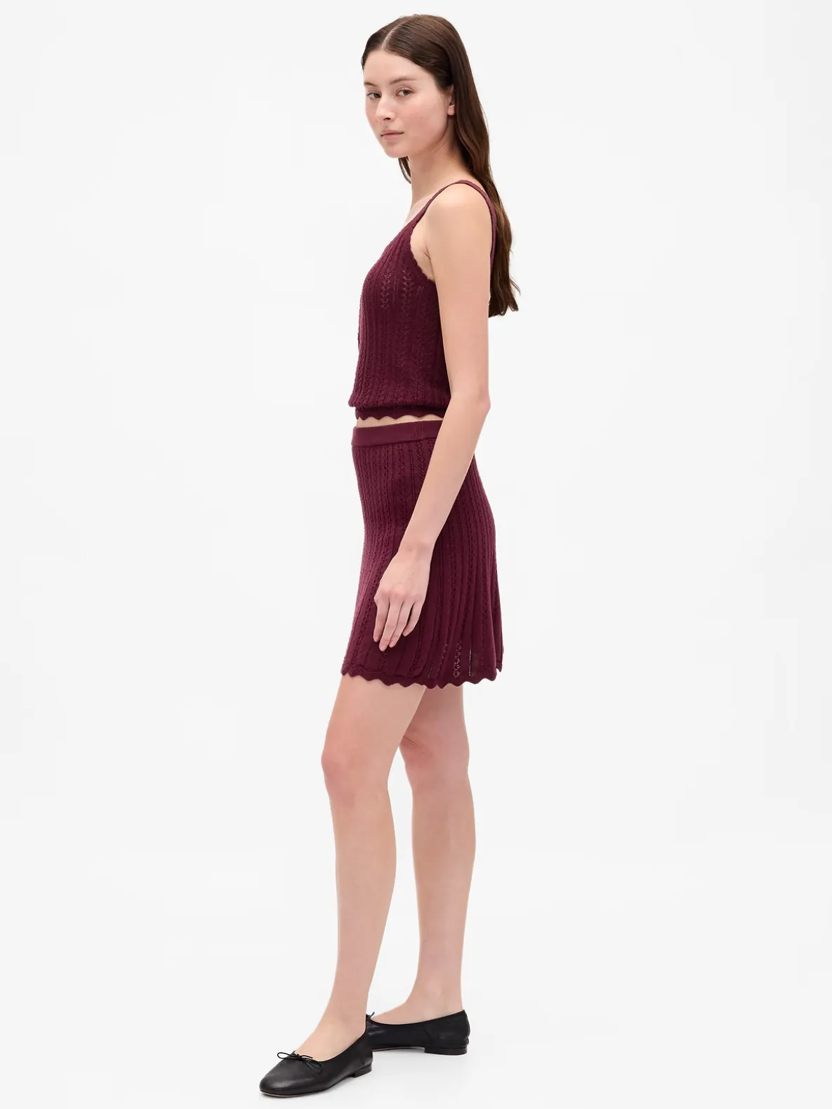 100% Cotton Pointelle Mini Skirt