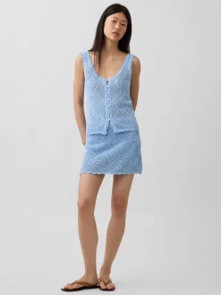 100% Cotton Pointelle Mini Sweater Skort