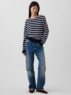 100% Cotton Relaxed Boatneck Sweater