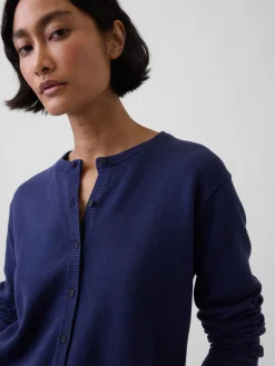 100% Cotton Relaxed Crop Cardigan Sweater