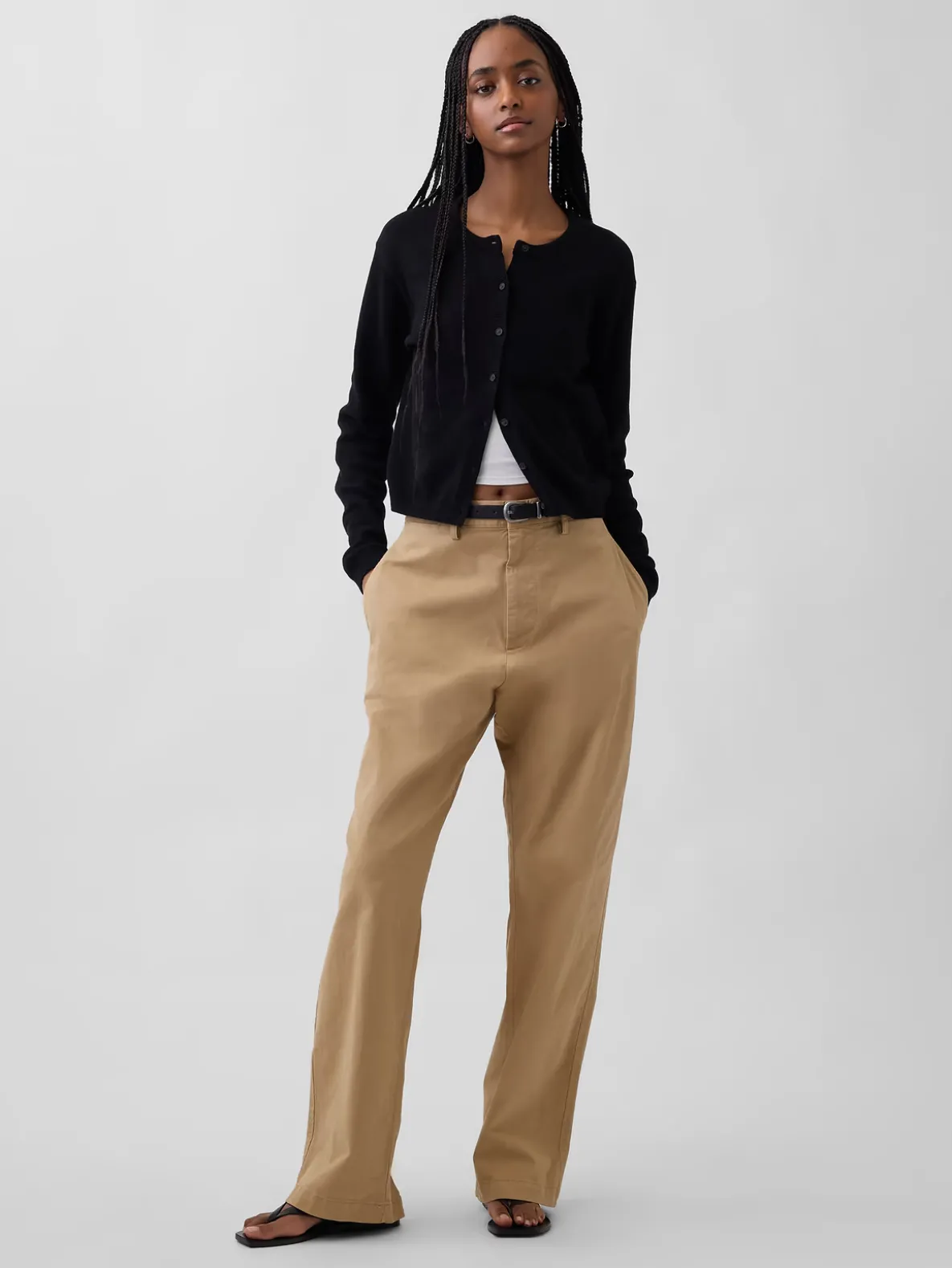 100% Cotton Relaxed Crop Cardigan Sweater