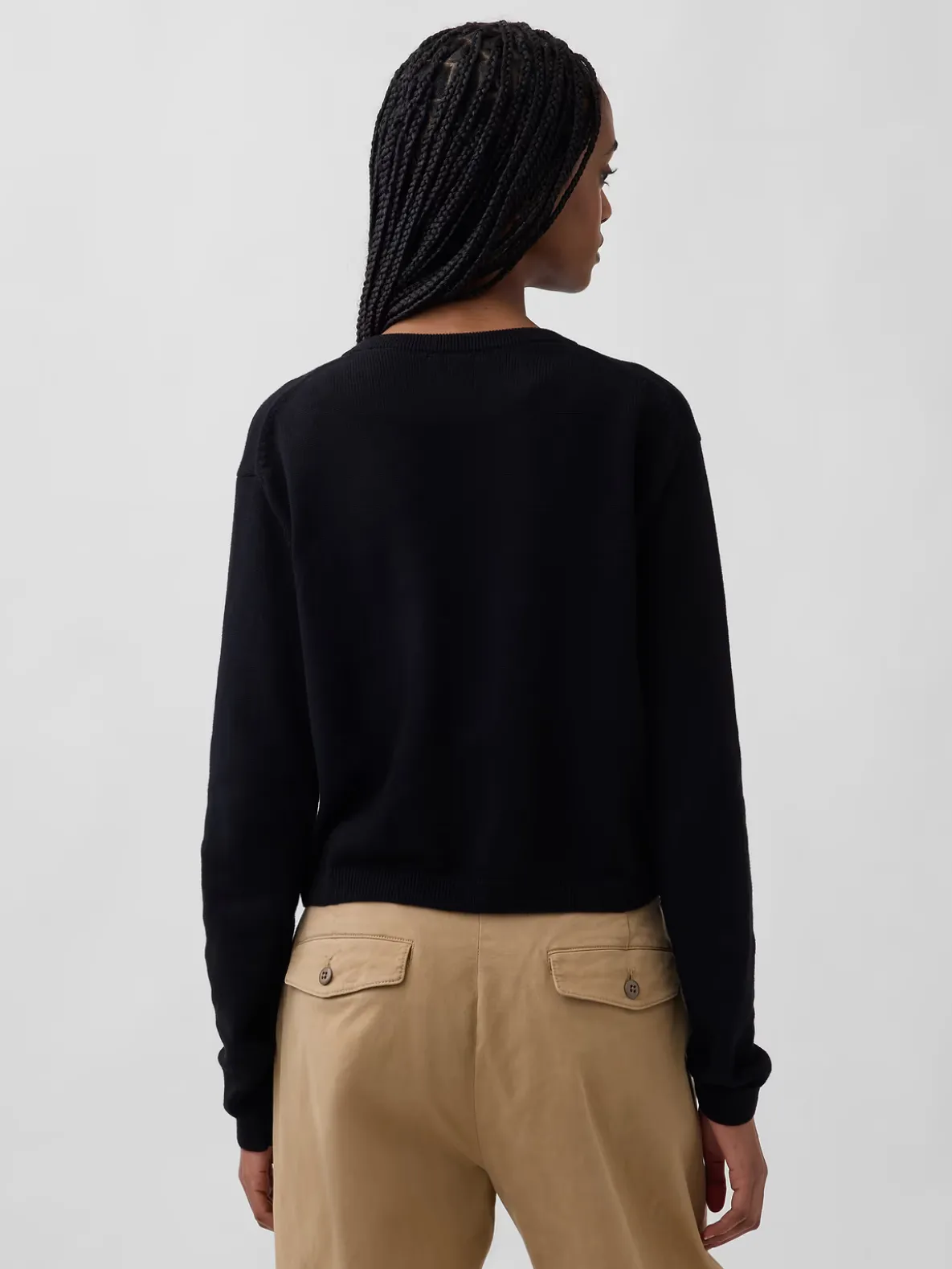 100% Cotton Relaxed Crop Cardigan Sweater