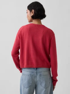 100% Cotton Relaxed Crop Cardigan Sweater