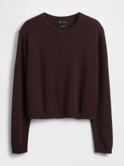 100% Cotton Relaxed Crop Cardigan Sweater