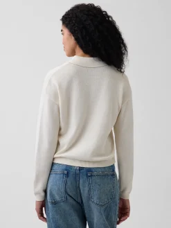 100% Cotton Relaxed Polo Sweater