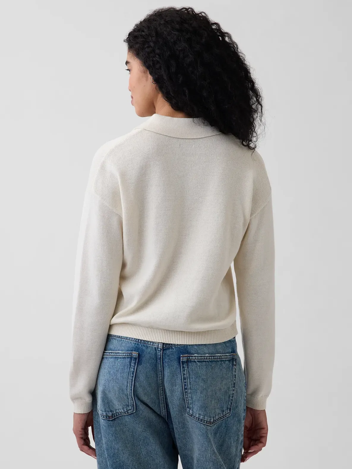 100% Cotton Relaxed Polo Sweater