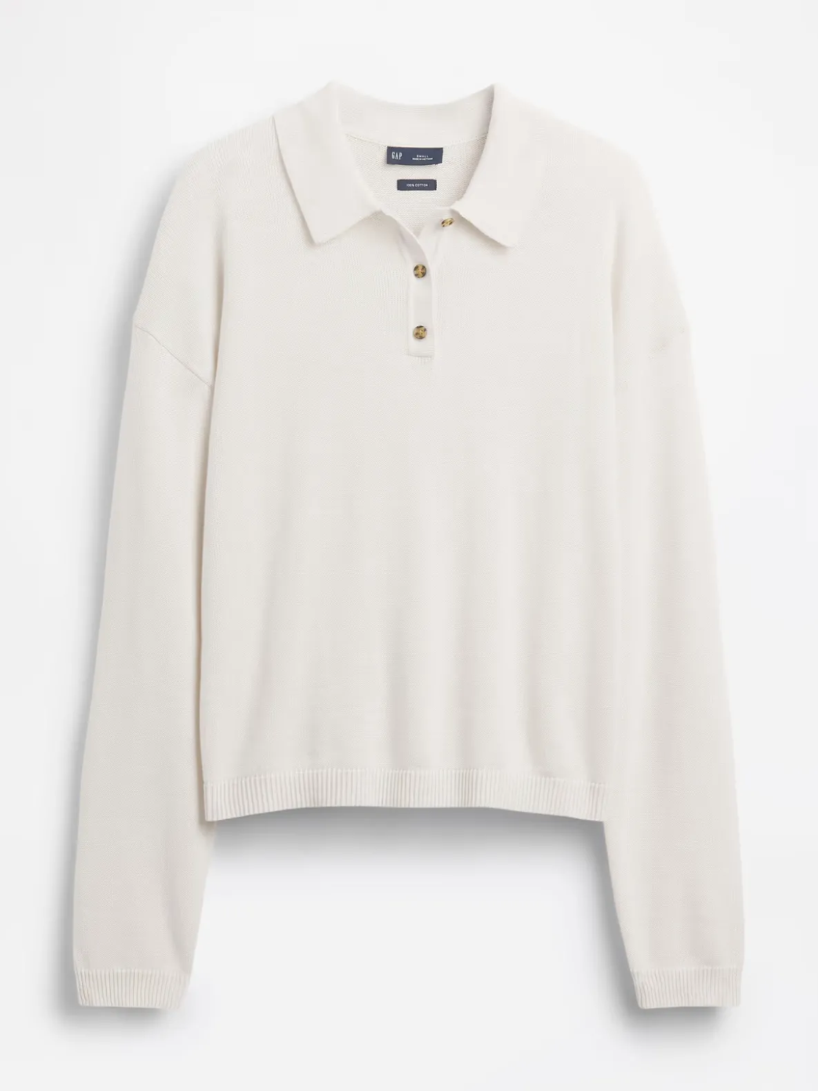 100% Cotton Relaxed Polo Sweater