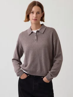 100% Cotton Relaxed Polo Sweater