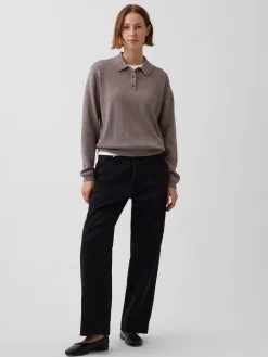 100% Cotton Relaxed Polo Sweater