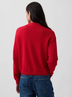 100% Cotton Relaxed Polo Sweater