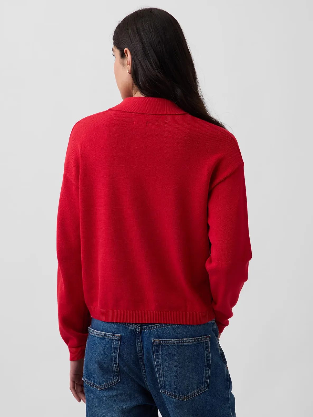 100% Cotton Relaxed Polo Sweater