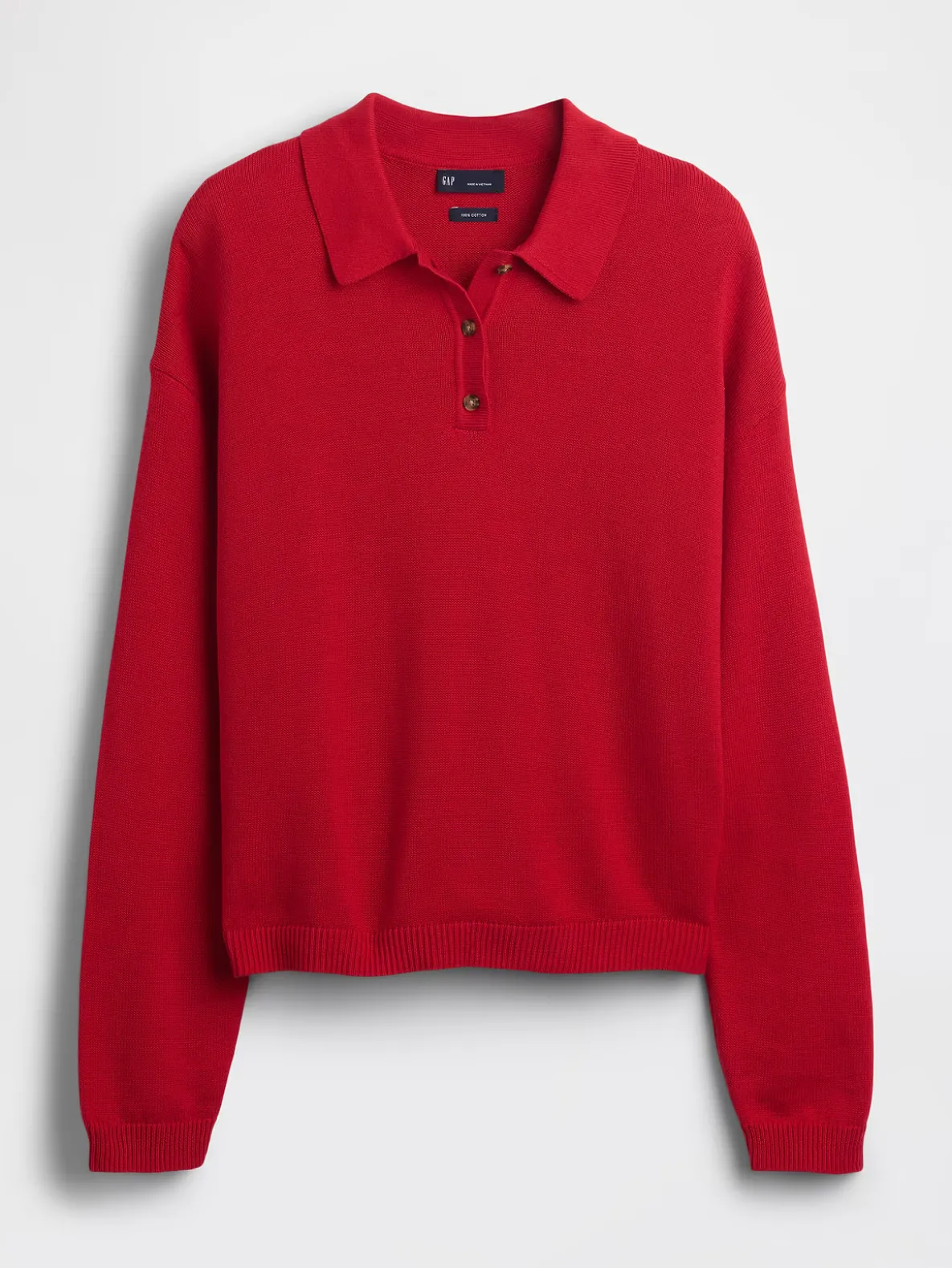 100% Cotton Relaxed Polo Sweater