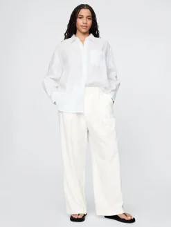 365 High Rise Linen-Blend Trousers