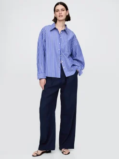 365 High Rise Linen-Blend Trousers