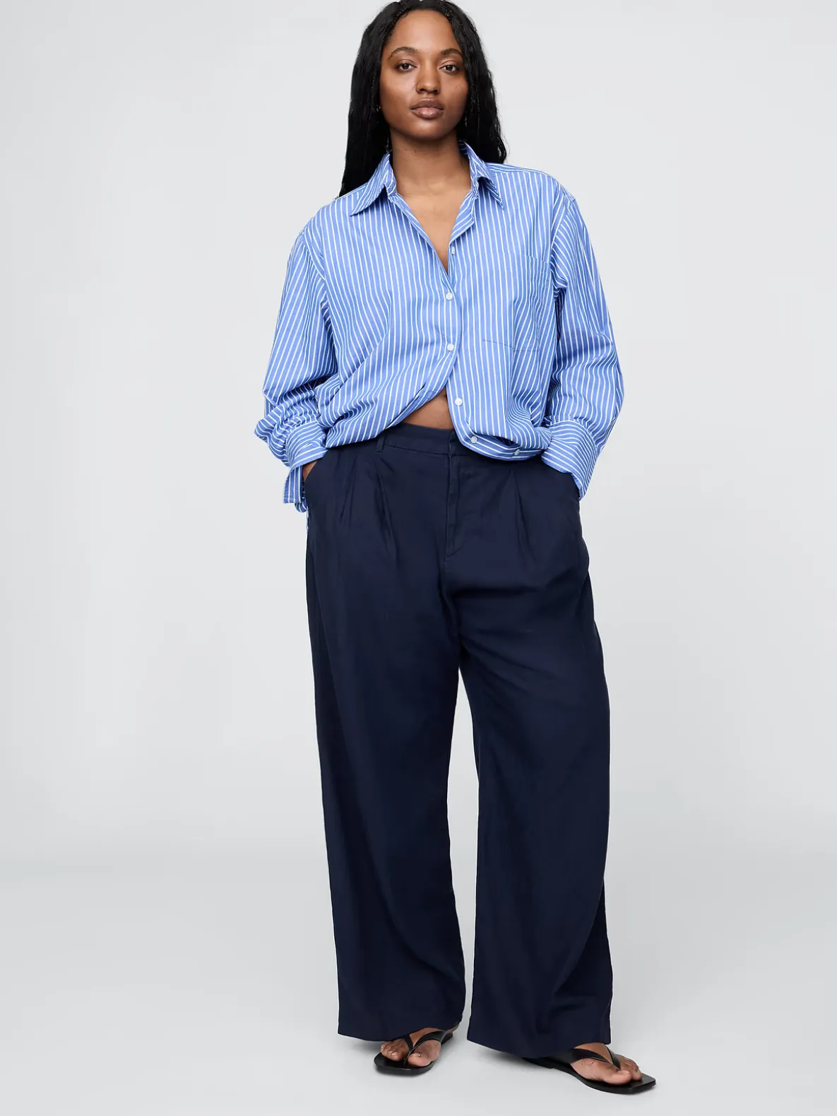 365 High Rise Linen-Blend Trousers