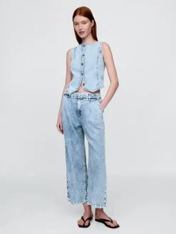 365 High Rise UltraSoft Denim Pleated Ankle Trousers